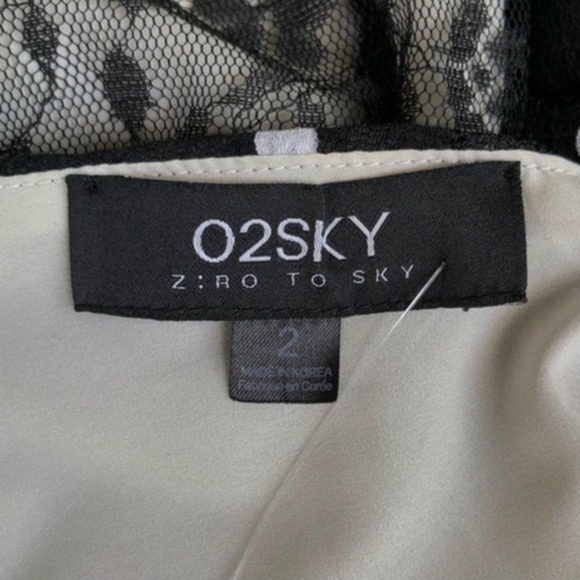 Anthropologie 02Sky Lace Polka Dot Ruched NWT Black White 3/4 Sleeve Dress 👗 - Picture 13 of 14